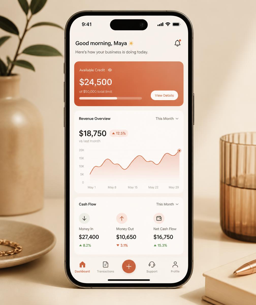 Made app dashboard with cash flow and credit insights